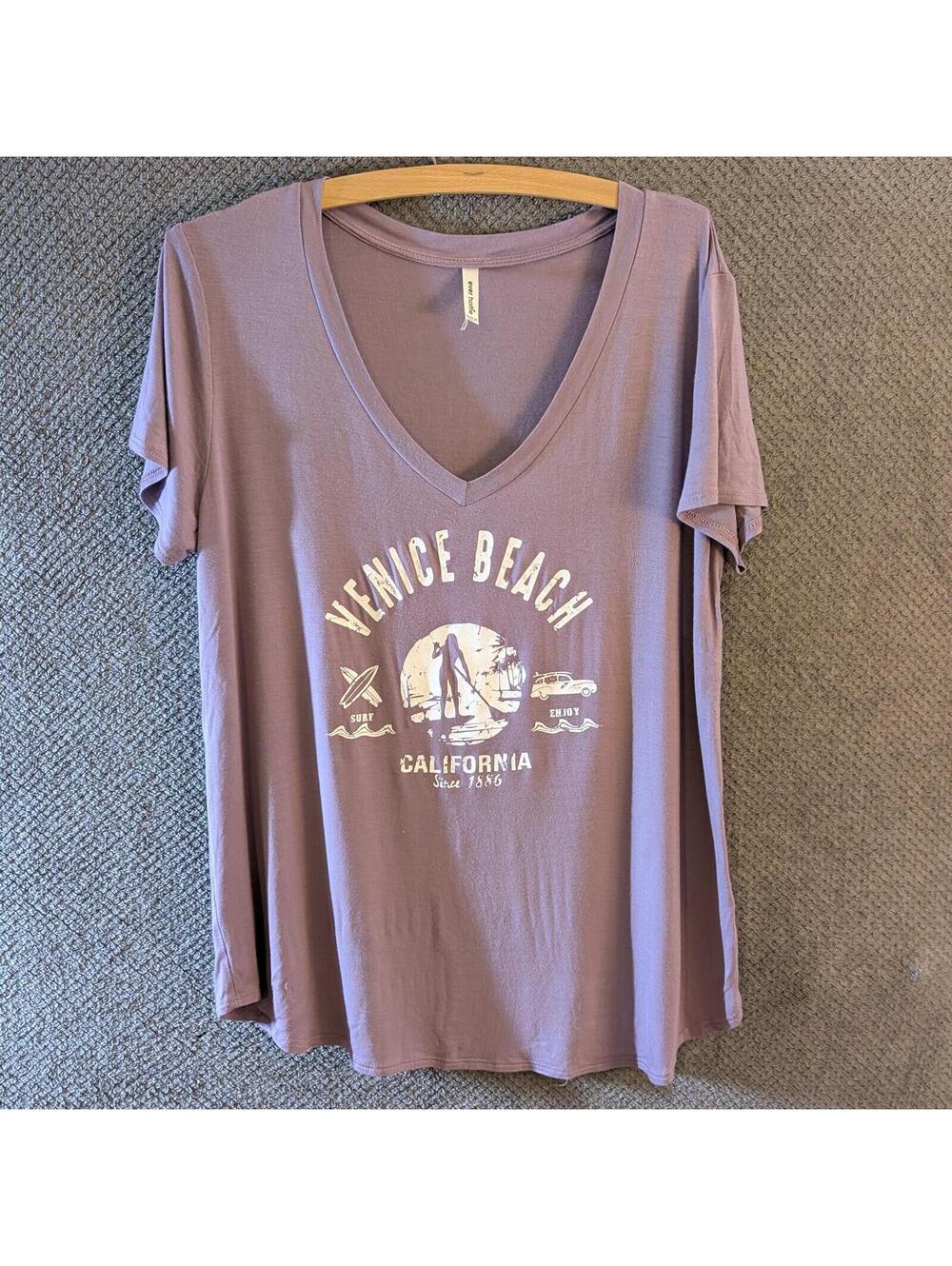 Ever Hottie Venice Beach California Graphic V-Neck T-Shirt